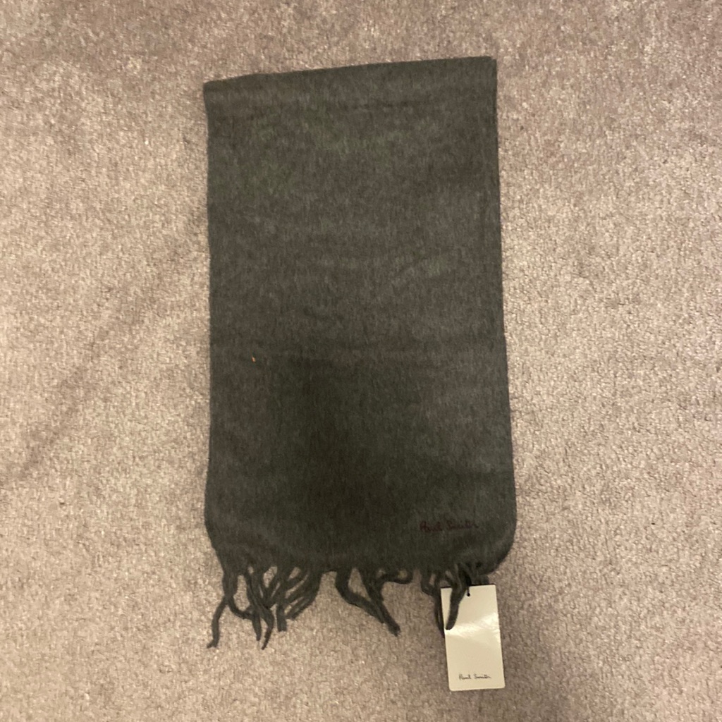 Men’s Dark Grey Paul Smith Cashmere Scarf - Tags On - 10” Wide - 68” Long